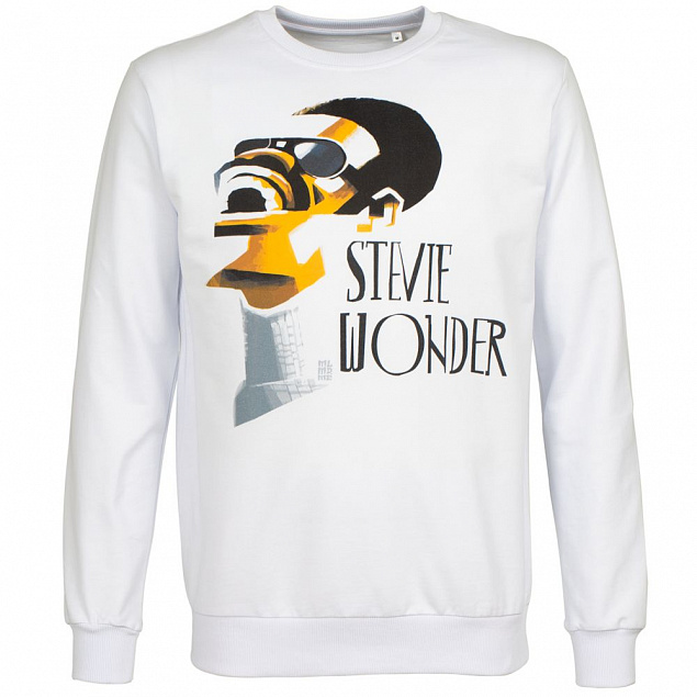 Толстовка «Меламед. Stevie Wonder», белая с логотипом в Балашихе заказать по выгодной цене в кибермаркете AvroraStore