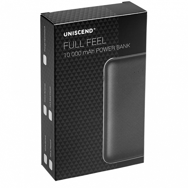 Внешний аккумулятор Uniscend Full Feel 10000 mAh, черный с логотипом в Балашихе заказать по выгодной цене в кибермаркете AvroraStore