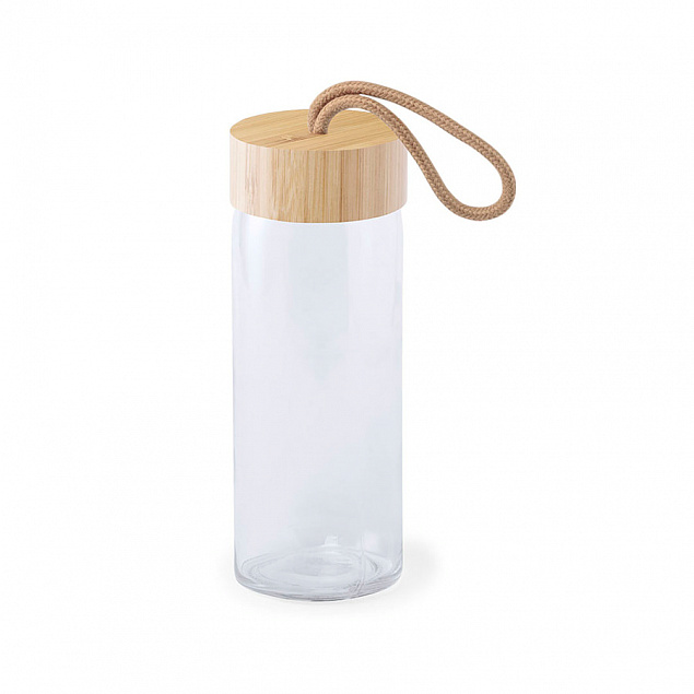 Бутылка для воды "Simple", 19 см, бамбук, стекло с логотипом в Балашихе заказать по выгодной цене в кибермаркете AvroraStore