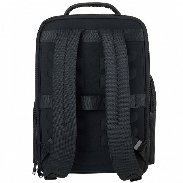 Рюкзак для ноутбука Santiago с кожаной отделкой, черный с логотипом в Балашихе заказать по выгодной цене в кибермаркете AvroraStore