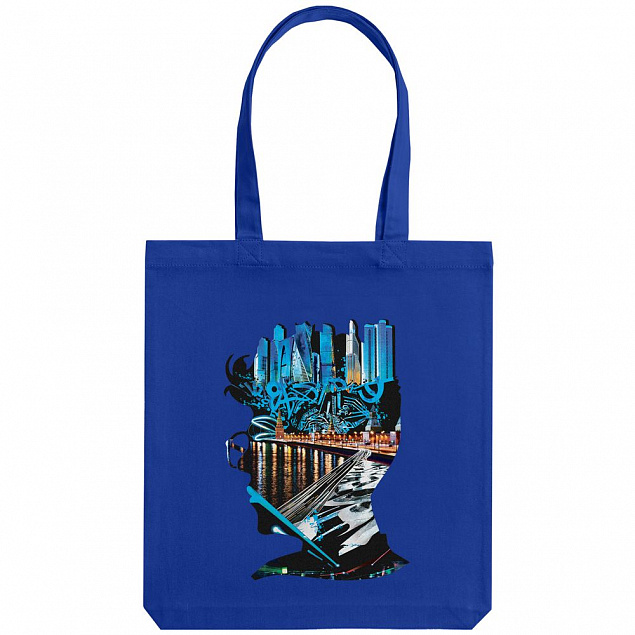 Холщовая сумка Moscow Boy, ярко-синяя с логотипом в Балашихе заказать по выгодной цене в кибермаркете AvroraStore