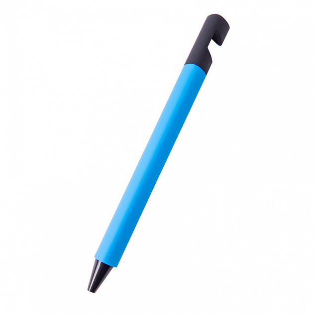 N5 soft, ручка шариковая, голубой/черный, пластик,soft-touch, подставка для смартфона с логотипом в Балашихе заказать по выгодной цене в кибермаркете AvroraStore