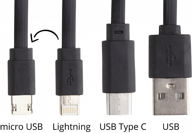 Кабель-брелок micro USB, USB-C и Lightning с логотипом в Балашихе заказать по выгодной цене в кибермаркете AvroraStore