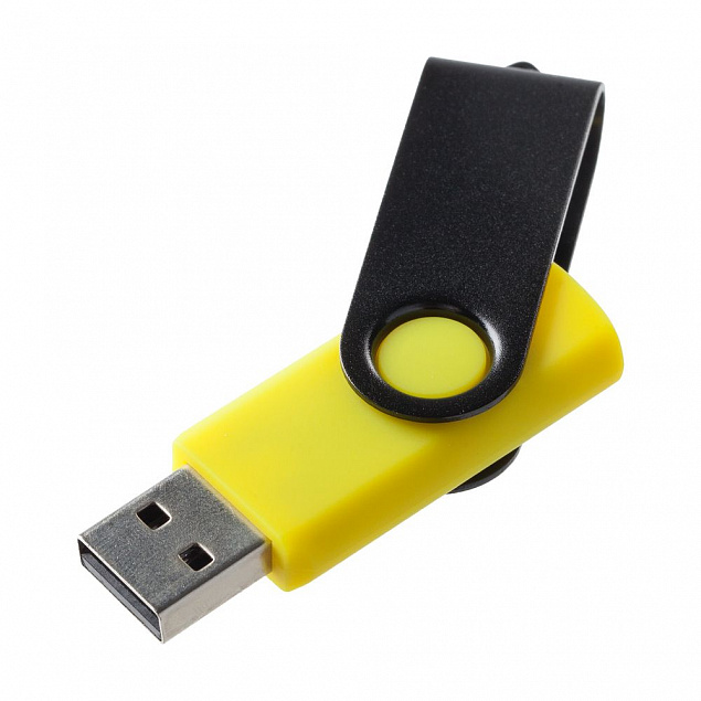Флешка Twist Color, желтая с черным, 16 Гб с логотипом в Балашихе заказать по выгодной цене в кибермаркете AvroraStore