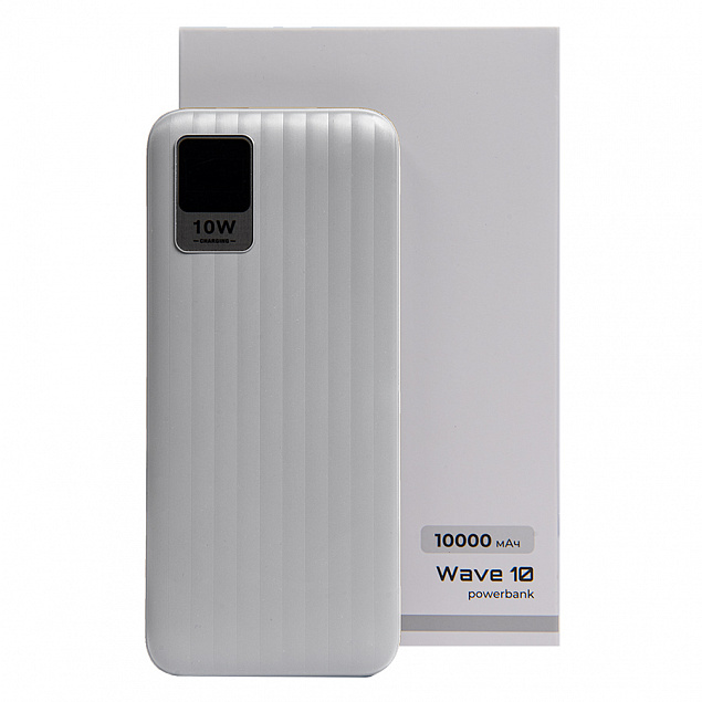 Универсальный аккумулятор OMG Wave 10 (10000 мАч), белый, 14,9х6.7х1,6 см с логотипом в Балашихе заказать по выгодной цене в кибермаркете AvroraStore
