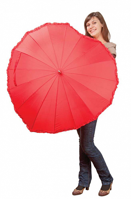 Зонт-трость «Сердце», красный с логотипом в Балашихе заказать по выгодной цене в кибермаркете AvroraStore