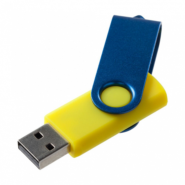 Флешка Twist Color, желтая с синим, 16 Гб с логотипом в Балашихе заказать по выгодной цене в кибермаркете AvroraStore