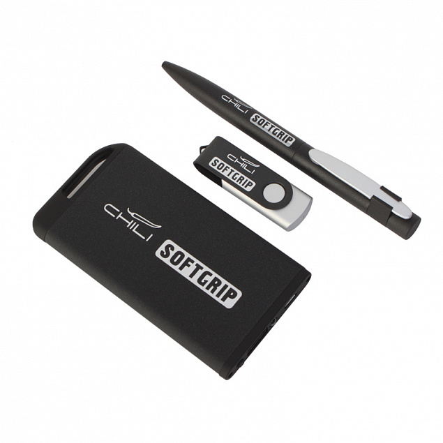 Набор ручка + флеш-карта 16Гб + зарядное устройство 4000 mAh в футляре, покрытие softgrip с логотипом в Балашихе заказать по выгодной цене в кибермаркете AvroraStore