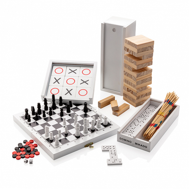 Набор настольных игр Микадо/Домино в деревянной коробке с логотипом в Балашихе заказать по выгодной цене в кибермаркете AvroraStore