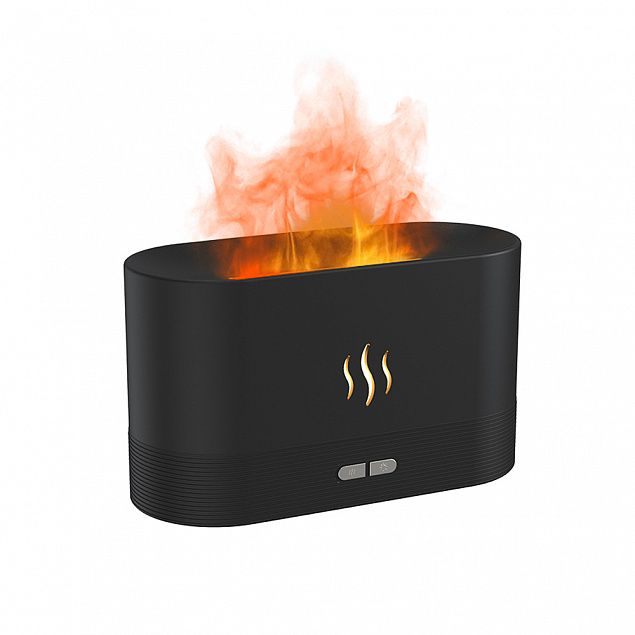 Светодиодный USB увлажнитель-ароматизатор Flame RGB, черный с логотипом в Балашихе заказать по выгодной цене в кибермаркете AvroraStore
