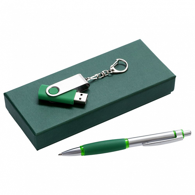 Набор Notes: ручка и флешка 8 Гб, зеленый с логотипом в Балашихе заказать по выгодной цене в кибермаркете AvroraStore