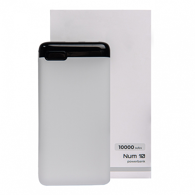 Универсальный аккумулятор OMG Num 10 (10000 мАч), белый, 13,9х6.9х1,4 см с логотипом в Балашихе заказать по выгодной цене в кибермаркете AvroraStore