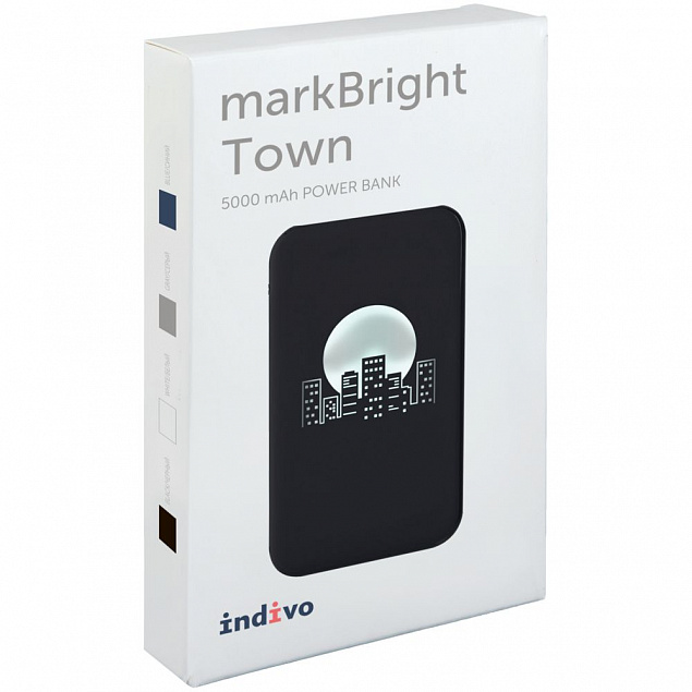 Аккумулятор с подсветкой markBright Town, 5000 мАч, черный с логотипом в Балашихе заказать по выгодной цене в кибермаркете AvroraStore