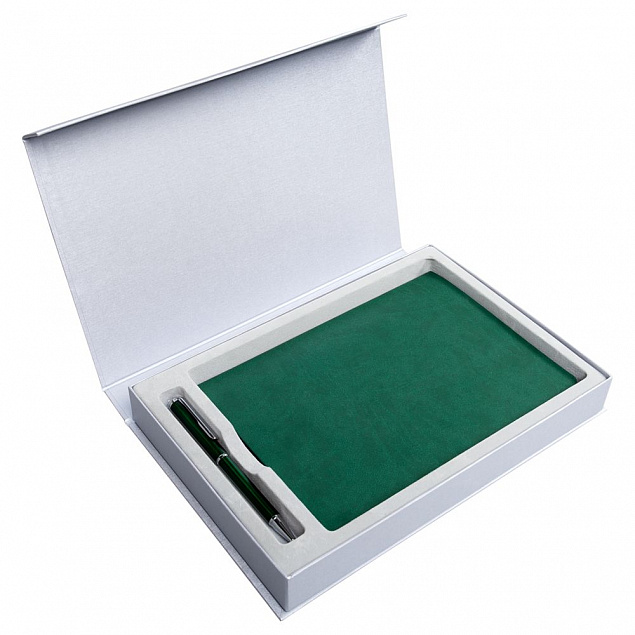 Коробка Silk с ложементом под ежедневник и ручку, серая с логотипом в Балашихе заказать по выгодной цене в кибермаркете AvroraStore