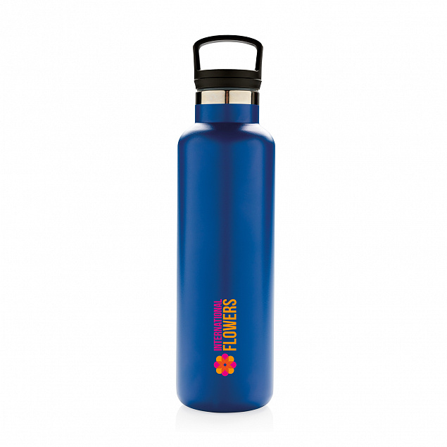 Герметичная вакуумная бутылка, синяя с логотипом в Балашихе заказать по выгодной цене в кибермаркете AvroraStore