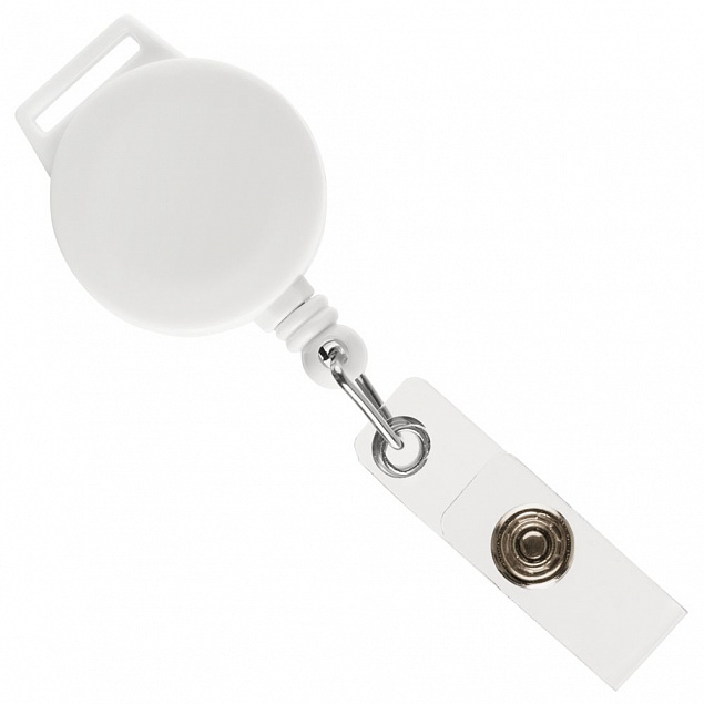 Ретрактор Attach с ушком для ленты, белый с логотипом в Балашихе заказать по выгодной цене в кибермаркете AvroraStore