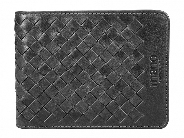 Бумажник Mano Don Luca, натуральная кожа в черном цвете, 12,5 х 9,7 см с логотипом в Балашихе заказать по выгодной цене в кибермаркете AvroraStore