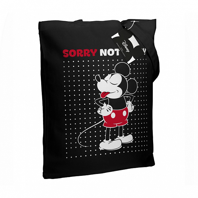 Холщовая сумка «Микки Маус. Sorry», черная с логотипом в Балашихе заказать по выгодной цене в кибермаркете AvroraStore
