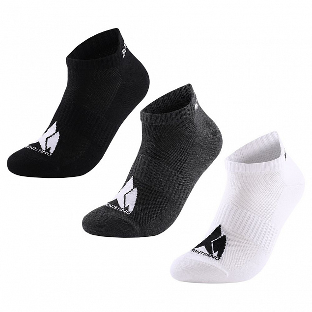 Набор из 3 пар спортивных носков Monterno Sport, черный, серый и белый с логотипом в Балашихе заказать по выгодной цене в кибермаркете AvroraStore