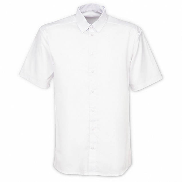 Рубашка мужская с коротким рукавом Collar, белая с логотипом в Балашихе заказать по выгодной цене в кибермаркете AvroraStore