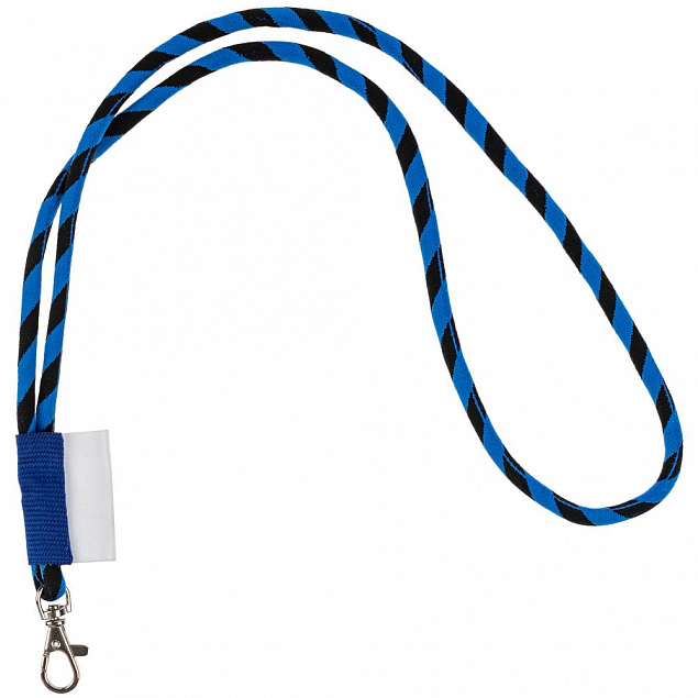 Шнурок для бейджа Tube Long, черный с синим с логотипом в Балашихе заказать по выгодной цене в кибермаркете AvroraStore