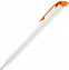 Ручка шариковая Favorite, белая с оранжевым с логотипом в Балашихе заказать по выгодной цене в кибермаркете AvroraStore