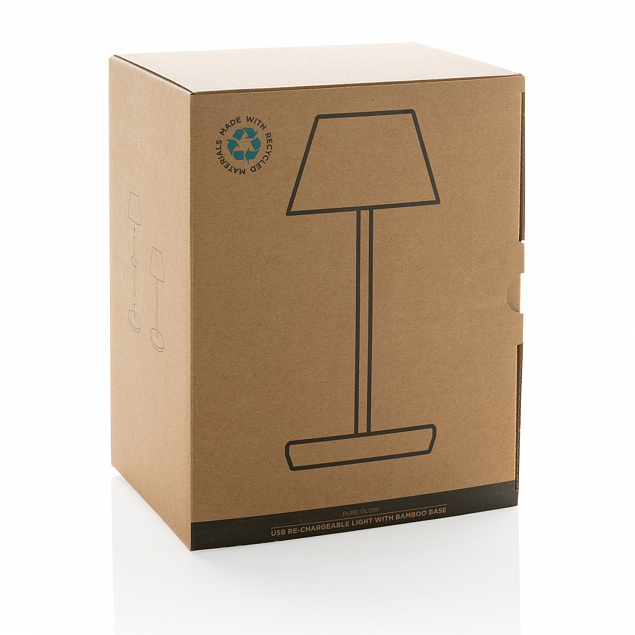 Беспроводная настольная лампа Pure Glow из переработанного пластика RCS с логотипом в Балашихе заказать по выгодной цене в кибермаркете AvroraStore