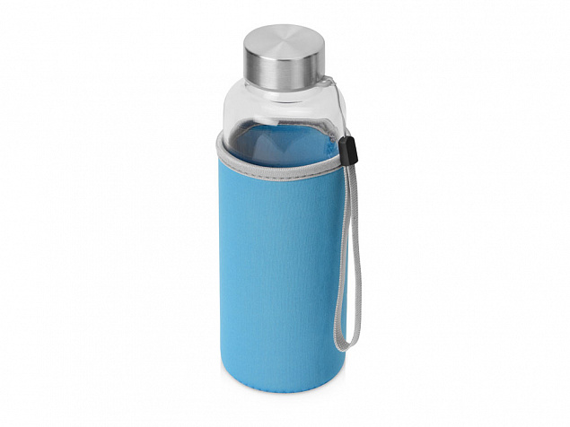 Бутылка для воды Pure c чехлом, 420 мл, голубой с логотипом в Балашихе заказать по выгодной цене в кибермаркете AvroraStore
