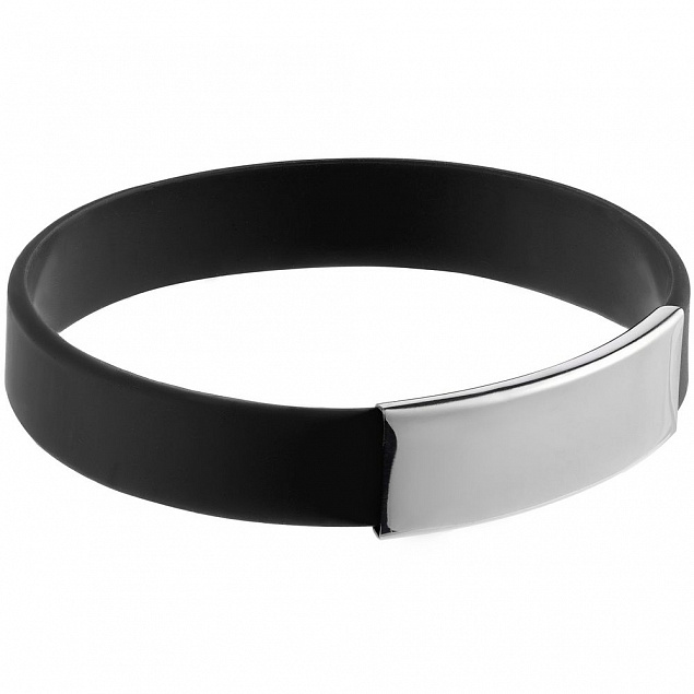 Силиконовый браслет Brisky с металлической шильдой, черный с логотипом в Балашихе заказать по выгодной цене в кибермаркете AvroraStore
