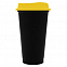 Стакан с крышкой Color Cap Black, черный с желтым с логотипом в Балашихе заказать по выгодной цене в кибермаркете AvroraStore