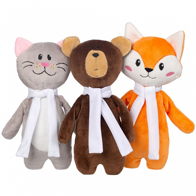 Мягкая игрушка Beastie Toys, котик с белым шарфом с логотипом в Балашихе заказать по выгодной цене в кибермаркете AvroraStore