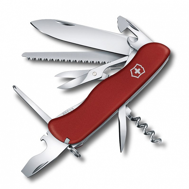 Солдатский нож с фиксатором лезвия OUTRIDER, красный с логотипом в Балашихе заказать по выгодной цене в кибермаркете AvroraStore