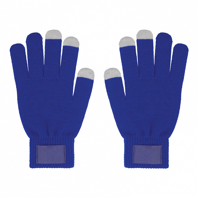 Перчатки мужские для работы с сенсорными экранами, синие с логотипом в Балашихе заказать по выгодной цене в кибермаркете AvroraStore