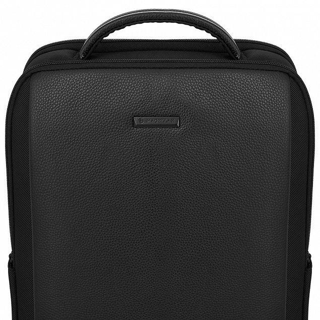 Рюкзак для ноутбука Santiago Slim с кожаной отделкой, черный с логотипом в Балашихе заказать по выгодной цене в кибермаркете AvroraStore