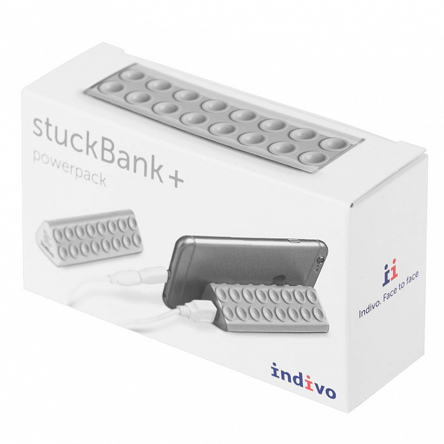 Внешний аккумулятор-подставка stuckBank Plus 2600 мАч, серебристый с логотипом в Балашихе заказать по выгодной цене в кибермаркете AvroraStore