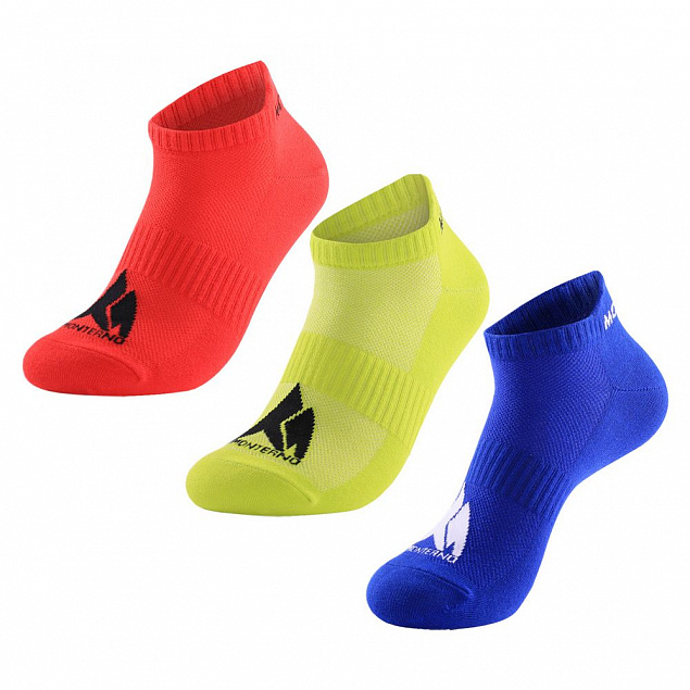 Набор из 3 пар спортивных носков Monterno Sport, красный, зеленый и синий с логотипом в Балашихе заказать по выгодной цене в кибермаркете AvroraStore