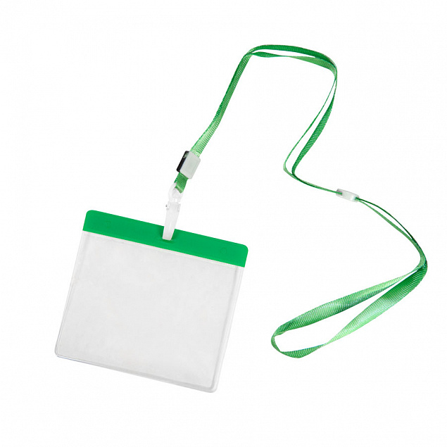 Ланъярд с держателем для бейджа; зеленый; 11,2х0,5 см; полиэстер, пластик; тампопечать, шелкогр с логотипом в Балашихе заказать по выгодной цене в кибермаркете AvroraStore