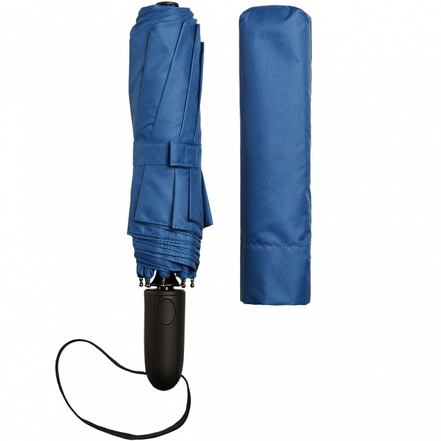 Складной зонт Magic с проявляющимся рисунком, синий с логотипом в Балашихе заказать по выгодной цене в кибермаркете AvroraStore