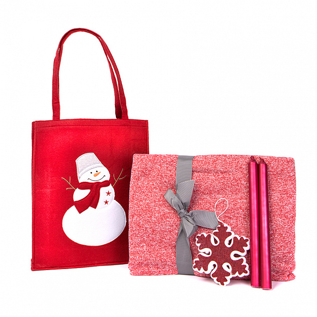 Набор подарочный NEWSPIRIT: сумка, свечи, плед, украшение, красный с логотипом в Балашихе заказать по выгодной цене в кибермаркете AvroraStore