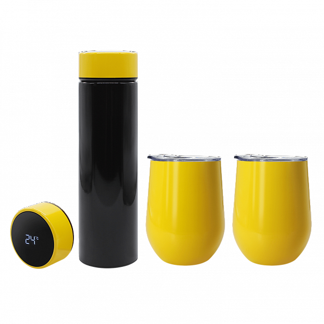 Набор Hot Box Duo C2B grey (черный с желтым) с логотипом в Балашихе заказать по выгодной цене в кибермаркете AvroraStore