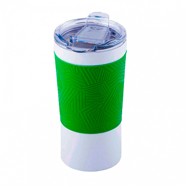 Термокружка вакуумная 'Funny" белая, зеленая, силикон с логотипом в Балашихе заказать по выгодной цене в кибермаркете AvroraStore