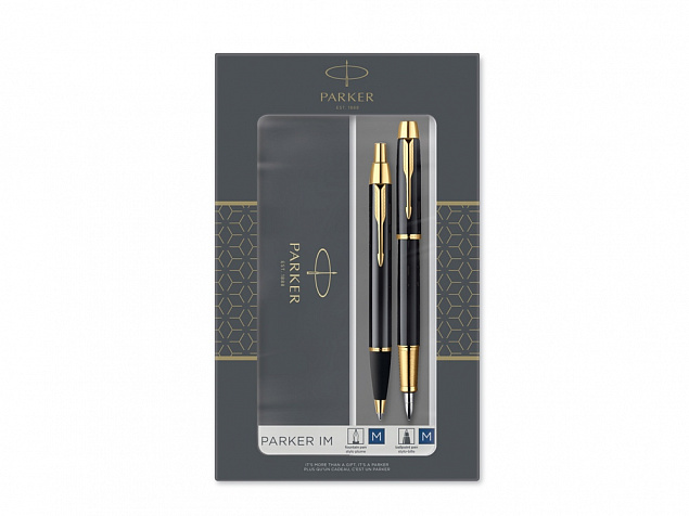 Набор Parker IM Core Black GT: ручка шариковая, ручка перьевая с логотипом в Балашихе заказать по выгодной цене в кибермаркете AvroraStore