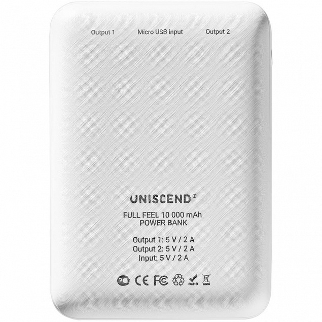 Внешний аккумулятор Uniscend Full Feel 10000 mAh с индикатором заряда, белый с логотипом в Балашихе заказать по выгодной цене в кибермаркете AvroraStore