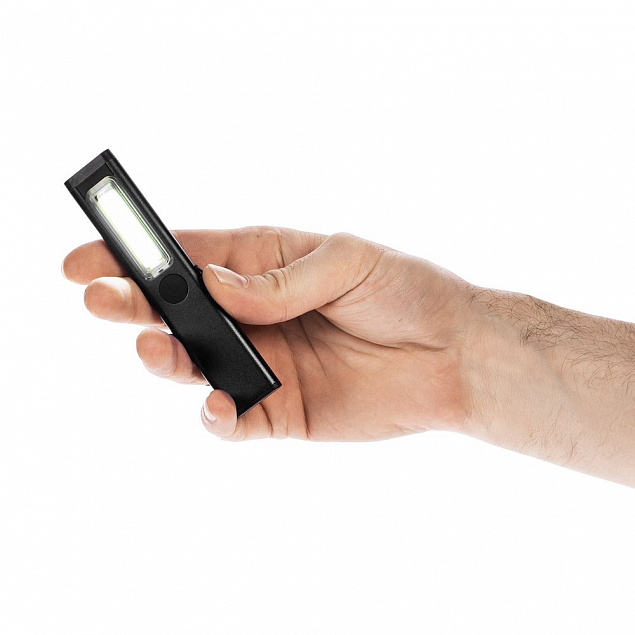 Фонарик-факел аккумуляторный Wallis, черный с логотипом в Балашихе заказать по выгодной цене в кибермаркете AvroraStore