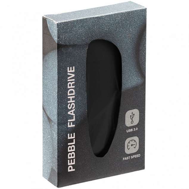 Флешка Pebble, черная, USB 3.0, 16 Гб с логотипом в Балашихе заказать по выгодной цене в кибермаркете AvroraStore