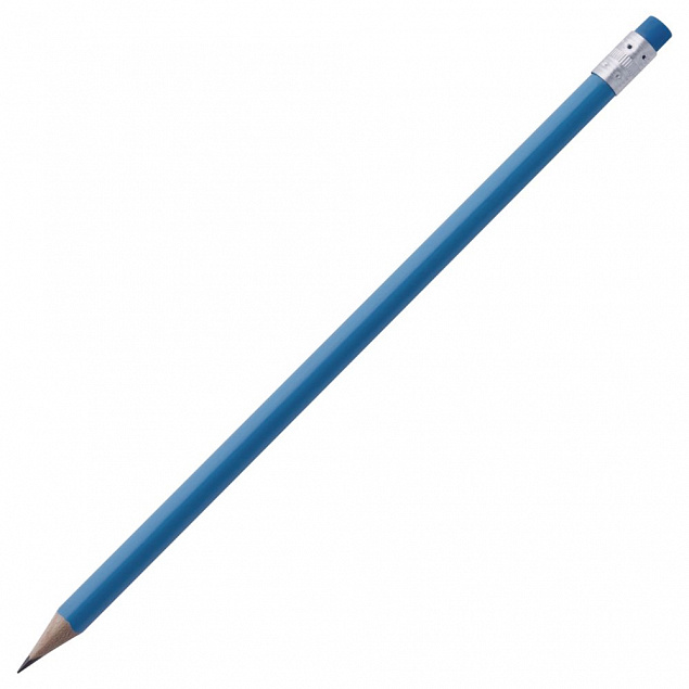 Карандаш простой Triangle с ластиком, синий с логотипом в Балашихе заказать по выгодной цене в кибермаркете AvroraStore