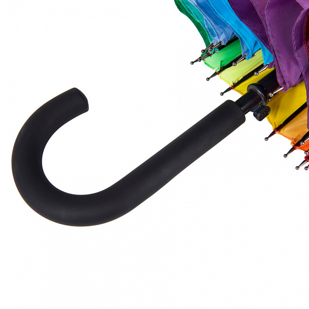Зонт-трость  "Радуга", пластиковая ручка, полуавтомат с логотипом в Балашихе заказать по выгодной цене в кибермаркете AvroraStore