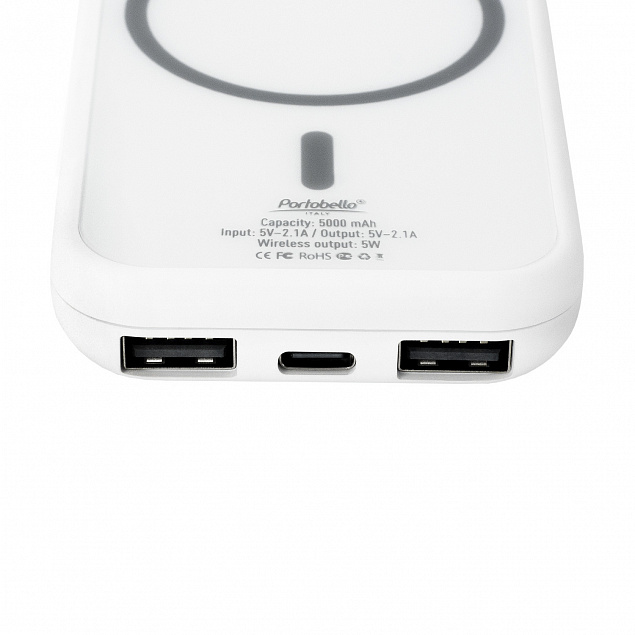 Внешний аккумулятор, Ultima Wireless Magnetic, 5000 mah, белый с логотипом в Балашихе заказать по выгодной цене в кибермаркете AvroraStore