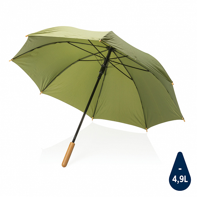 Автоматический зонт-трость с бамбуковой рукояткой Impact из RPET AWARE™, d103 см с логотипом в Балашихе заказать по выгодной цене в кибермаркете AvroraStore