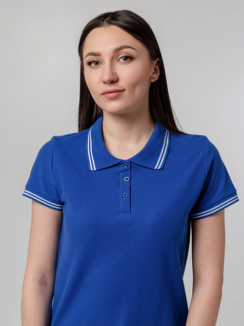 Рубашка поло женская Virma Stripes Lady, ярко-синяя с логотипом в Балашихе заказать по выгодной цене в кибермаркете AvroraStore